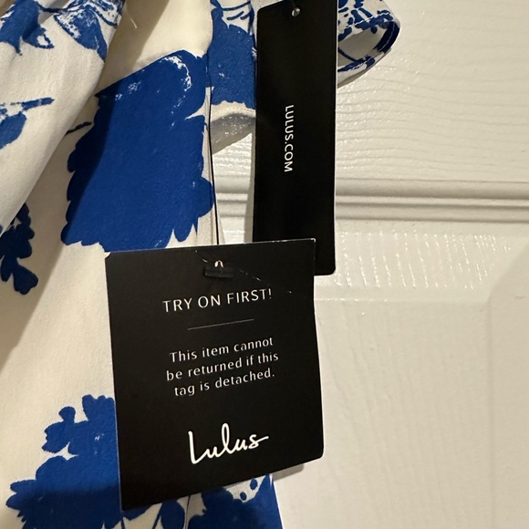 Lulus- Talia White Floral Print Off-the-Shoulder Mini Dress - Picture 7 of 8